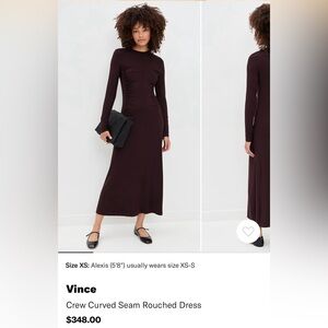 NWT Vince Dark Fig Long Sleeve Dress. Size small